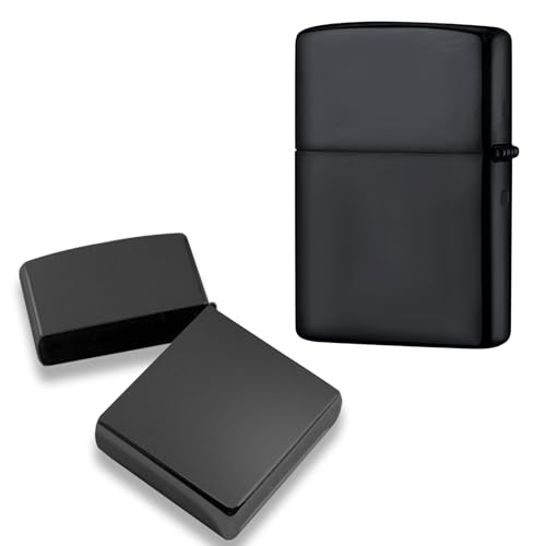 Étui Métallique pour Briquet Compatible avec Zippo, Couvercle pour Briquet sans Insert pour Zippo (Noir Mat)