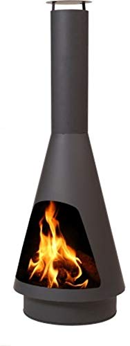 maxx MaxxGarden - Helios Premium Gartenkamin Groß Mit Auffangschale Für Asche - Windgeschützter Terrassenkamin - Outdoor Kamin Zum Relaxen - Terrassenofen (Ø60 x 160 cm) Schwarz