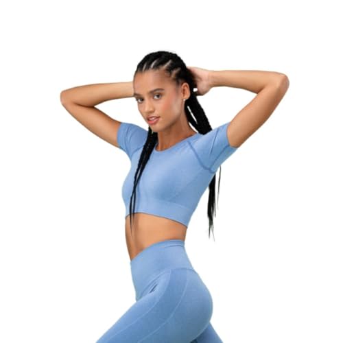 Top de sport femme FOCENZA en microfibre respirante crop top push up fabriqué en Italie