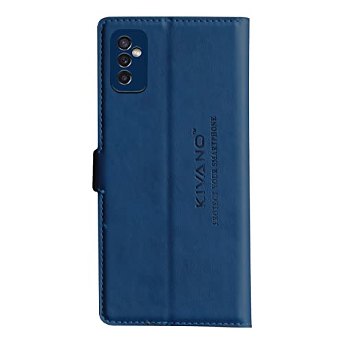 Image of KIVANO PROFESSIONAL SERIES Wallet Case for Samsung Galaxy M52 5G | LUXURIOUS DESIGN | HANDCRAFTED UNIQUE | PREMIUM | PU Leather Flip Cover | Card Slots | Kickstand | Protective Case | Magnetic Closure - Dark Blue
