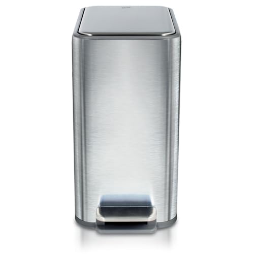 Caneca de basura delgada para baño con tapa y pedal paso a paso miniatura 3
