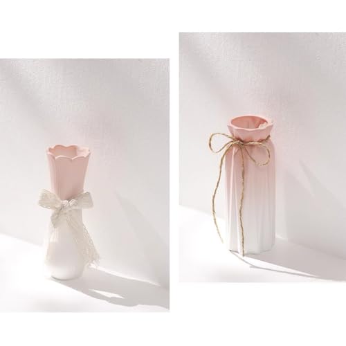 Vase à fleurs en céramique rose dégradé moderne vase décoratif table - 3