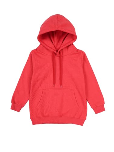 Image of KiddoPanti Unisex Solid Pullover Hooded Fleece Sweatshrit | Cotton Poly Fleece Fabric | Waist Length, Full Sleeve Hoodie | 2 Kangaroo Pockets | Winter Wear for Boys & Girls