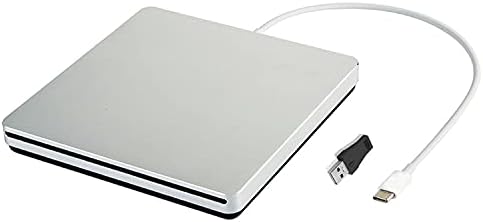 External CD DVD Drive USB C USB 3.0 Slot in Type C Burner Portable Slim DVD CD RAM Writer Reader for iMac Notebook Laptop Desktop Support Mac os Win 7 Win8 Win10 (Sliver)