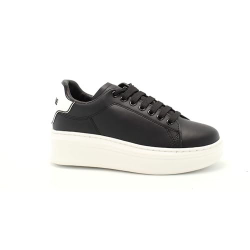 Baskets casual femme cuir noir Gaelle pour un style urbain actif