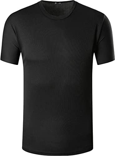 jeansian Homme T-Shirts Sport à Manches Courtes Gym Fitness Workout Running Casual Men Top AMA004 Black L Cover