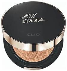 CLIO Kill Cover Fixer Cushion, Makeup Base and Fixer, Long Lasting, Full Coverage with Matte Finish for Sensitive Skin Types (0.53 oz) (2 LINGERIE)