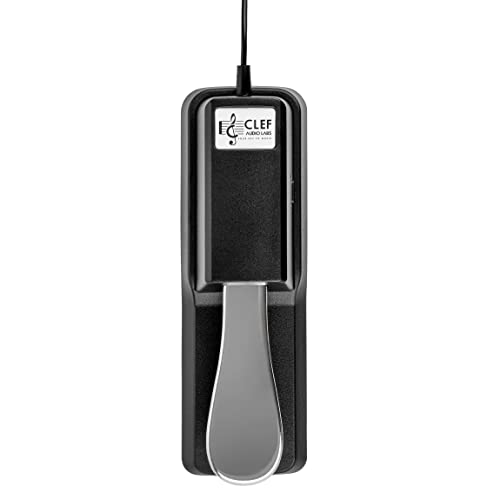 Clef Audio Labs Universal Keyboard Sustain Pedal - Chrome Foot Pedal With Polarity Switch, Non-Slip Rubber Bottom, Compatible With Digital Pianos, Synthesizers, And Electronic Keyboards #TOP1