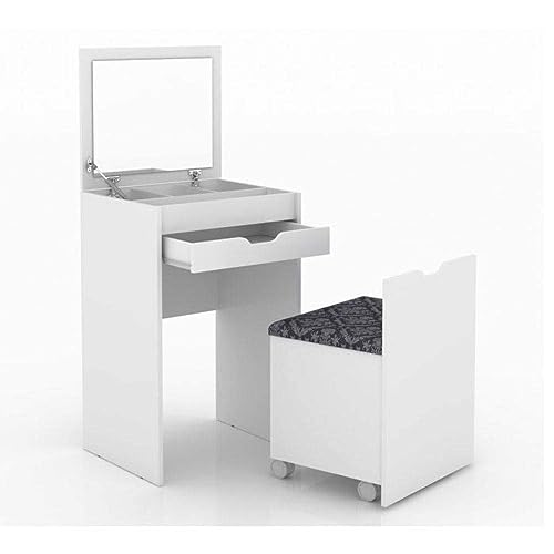 Penteadeira Compacta PE2007 Tecno Mobili Branco - Branco/Tecido 369