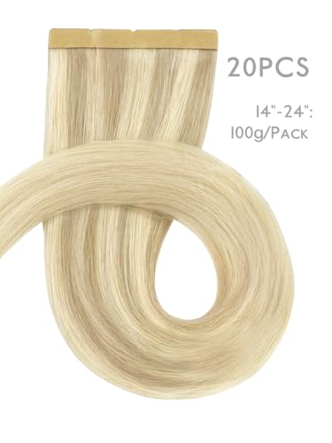 Image of WENNALIFE 3.15 inch Wide Tape in Hair Extensions Human Hair, Tape in Weft