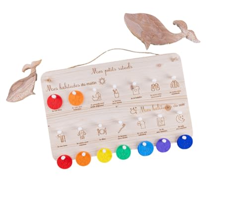 Tableau de routines pour enfants en bois fait main | Fabrication artisanale Française