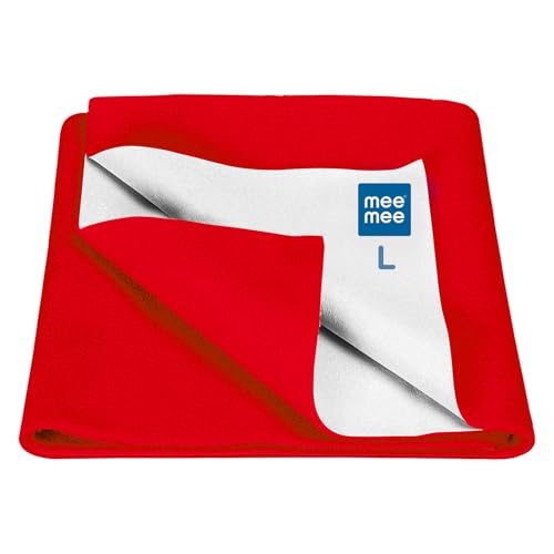 Image of Mee Mee Reusable Water Proof Cotton Bed Protector Sheet /Extra Absorbent Mat /Dry Sheets /Urine Sheet /Dry Mat Pack of 2 (Large, Red)(100CmX140Cm)