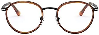 Persol PO2468V Round Prescription Eyewear Frames, Black/Havana/Demo Lens, 49 mm