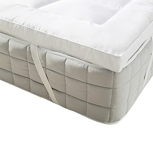 Royal Bedding Plush Bamboo Filled Mattress Topper, 2 Inches Thick Hypoallergenic Overfilled Down Alternative Anchor Bands Mattress Topper, Soft Cotton Shell, Queen #TOP3