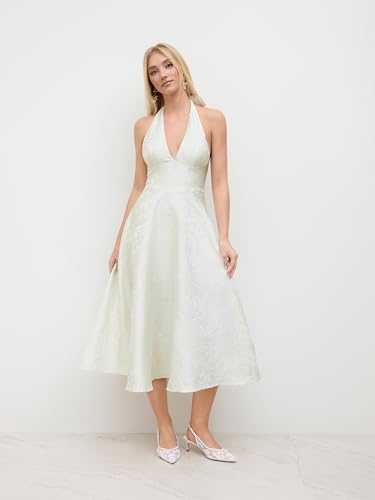 CIDER Maxi Dress Floral Halter Neck Floral Lace Up Sleeveless Middle Waist Wedding Guest Cocktail Dresses3