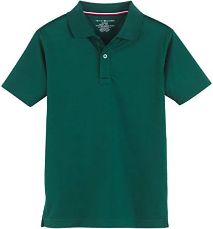 Tommy Hilfiger unisex child Short Sleeve Performance Co-ed Shirt, Boys & Girls School Uniform Clothes Polo Shirt, Hunter, 8 US