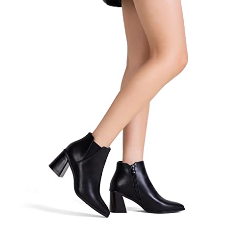 Vepose Women's 9631 Ankle Booties Pointed Toe, Block Chunky Heel Boots with Side Zipper2