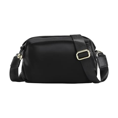 WHIMFINITY Crossbody Bags for Women - Chic Medium Cross Body Bag with Adjustable Strap and Zipper Pockets (Black Nylon) Cover