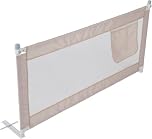 M.J COMFY-LIFE Bed Rail for Single Bed, 150cm x 80cm Foldable Toddler Bed Guard with Storage Pocket, Easy to Install Safety Rail for Kids Children (Beige, 180cm)
