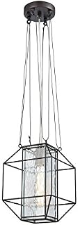 Waterbury 1-Light Mini Pendant in Oil Rubbed Bronze with Ripple Glass Panels