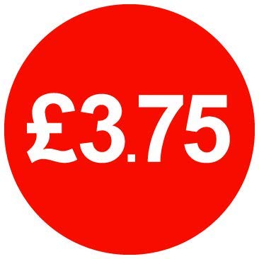 £ Red Price Stickers - 30mm - £3.75, 2000 — image 1