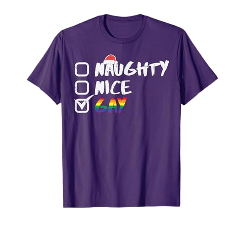 Naughty Nice Gay Rainbow Funny Gay Pride LGBT Christmas Gift