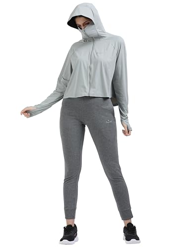 Image of FabSports Women's Croptop UV Protection Sun Screen Jacket, Full Zip Sun Protection Clothing, Lightweight with UPF 50+ Protection for Outdoors, with Pockets, Sun Protective Clothing for Women