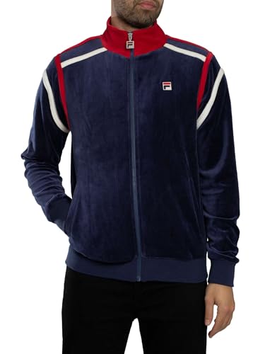 Image of Fila Men's Gabriele Contrast Panel Track Jacket, Navy/Gardenia/Red, L