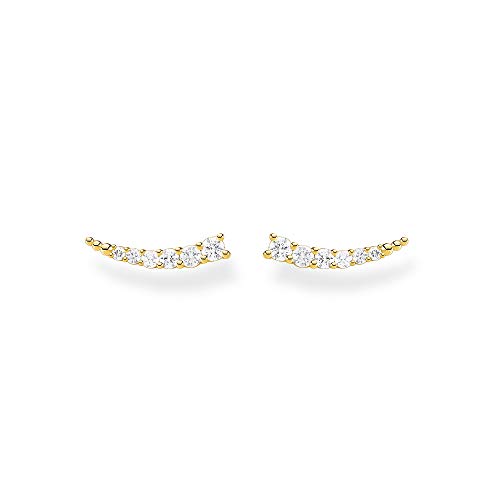 THOMAS SABO Pendientes Trepador de Orejas Piedras Blancas Plata Chapada en Oro H2158-414-14, Oro Amarillo
