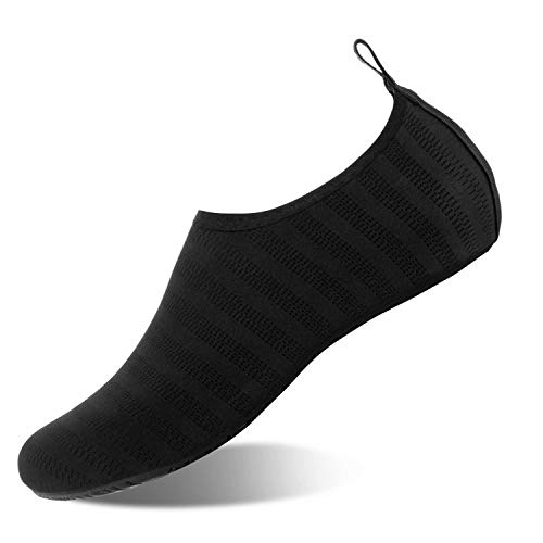 Water Swim Shoes Quick-Dry Barefoot Aqua Beach Socks for Women Men (LXY/Black-38/39)