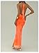 Floerns Women's Summer Maxi Dress Sleeveless Draped Deep V Neck Flower Bodycon Dresses Orange X-Small