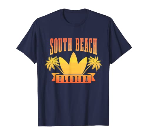 South Beach Florida Florida Surf Vintage Atardecer Surfista Retro Camiseta