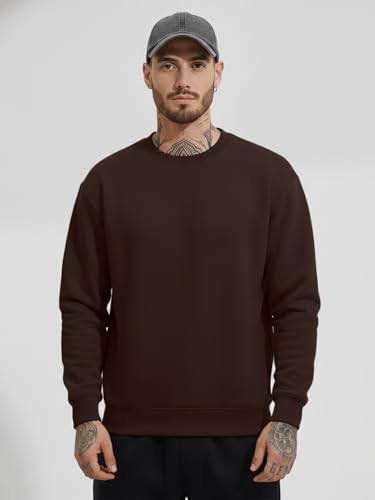 Image of LEOTUDE Regular Fit Stylish Loopknit Sweatshirt for Men's W11 All JAN25 P Brown L