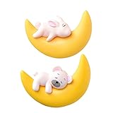 Angoily 2個 月亮熊装饰品 水族館の装飾品 形をした 小さい 人工的な 水槽の装飾 魚の水槽 フローティング ムーンモデル 素敵な月の像 水族館浮遊月 水族館用品 浮遊装飾品 樹脂