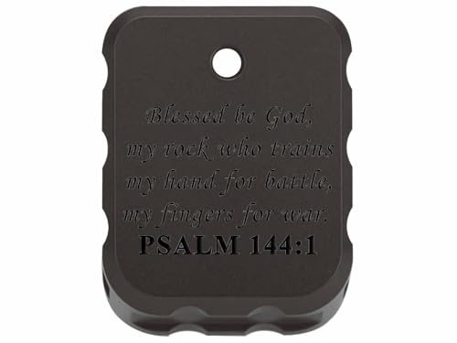 NDZ Performance Brass Magazine Base Plate for Canik TP9 – Armor Black Cerakote Finish – Laser Engraved – Fits TP9SF, TP9SFX, TP9 Elite SC – Black Fill – Bible Psalm 144:1