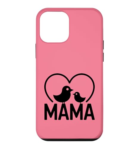 Mama Bird Heart Minimalist Mother and Baby Bird - �s���N �X�}�z�P�[�X iPhone 12 mini �p