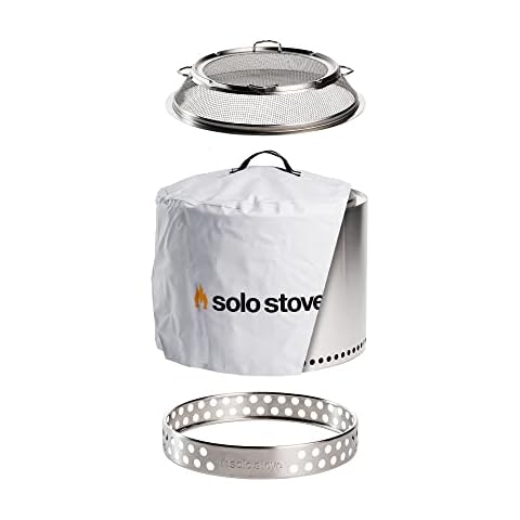 Solo Stove Bonfire Backyard Bundle, Incl. Smokeless Fire Pit, Stand, Shelter, Shield | Camping Accessories Set, Portable Outdoor Heater, Wood Burning, Stainless Steel, 49,5 x 44,5 cm, 12,3 kg Cover