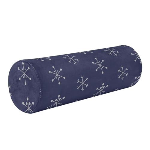 FRODOTGV Almohada cervical con funda lavable para apoyo cervical, espondilosis, alivio del dolor y tracción lumbar de la columna vertebral, copos de nieve gris claro azul marino de Navidad