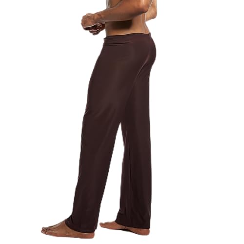 Pantalones de yoga para hombre, de seda de hielo, pantalones para el hogar, de verano, monocolor, cintura elástica, pierna recta, con cordón, holgados, pantalones de ocio, cómodos, transpirables,