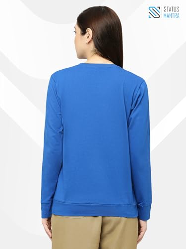Image of STATUS MANTRA Women's Cotton Round Neck Regular Fit Sweatshirt | Full Sleeves and Smile Printed | Comfort Colour T-Shirt | Available in Multicolor & Size Small to 2XL