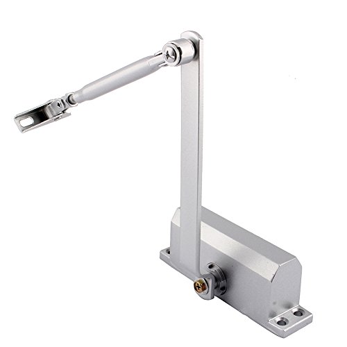 Adjustable Overhead Door Closer, 55Lbs-77Lbs Heavy Duty Aluminum Commercial Door Closer Adjustable Fire Rated Door Closer Suits For Residential Commercial Use, Silver #TOP16