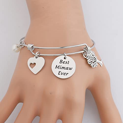 Image of LQRI Mimaw Gifts Best Mimaw Ever Bangle Bracelet Mawmaw Gift Grandma Birthday Gifts from Grandchildren Best Mamaw Ever Gift