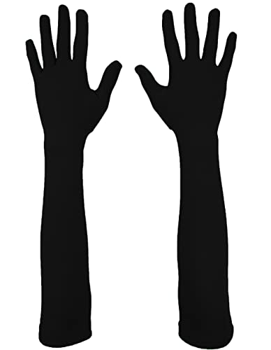 Howriis Mens and Womens Spandex Gloves Costume Halloween Cosplay Stretchy Long Gloves (Black 45cm)