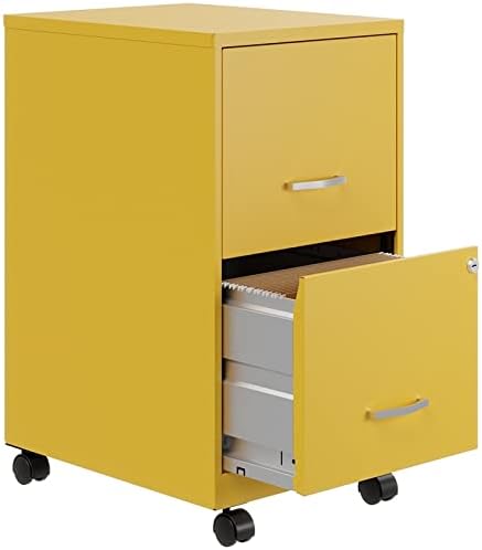Miniatura 4 de UrbanPro Archivador vertical móvil de metal de 18" con 2 cajones en amarillojilguero