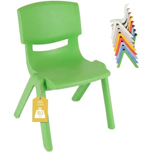 Bieco 0400002 krzesło dziecięce z tworzywa sztucznego można układać w stos, ok. 53 x 33 x 28 cm, zielone