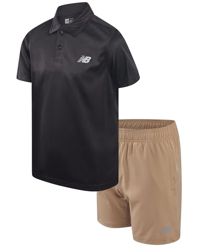 Image of New Balance Boys Short Set - 2 Piece Short Sleeve Collared Golf Boys Polo Shirt & Athletic Shorts for Outdoor Activities