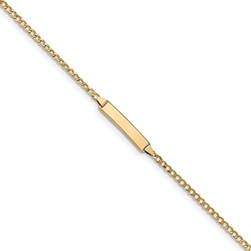 Brilliant Bijou 14K Yellow Gold Polished Cuban Id Bracelet, 5.5In For 6Months -6Y/O Gift Box Included #TOP3