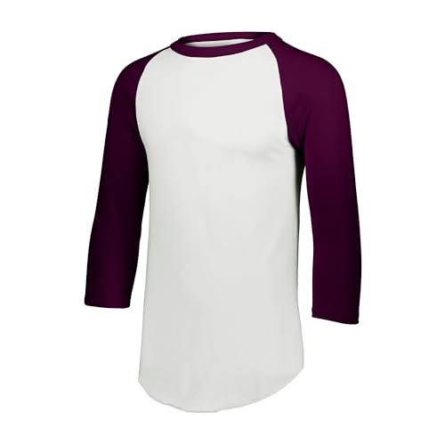 Camiseta de béisbol Augusta Sportswear para hombre - Cuello redondo, manga 3/4, mezcla suave de algodón para práctica y juego miniatura 1