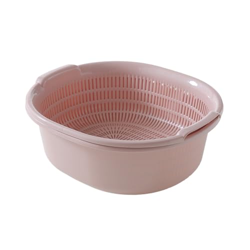 MAGICLULU Passoire à Légumes et Fruits Double Couche en Plastique Détachable Couleur Rose Unie Cuisine Maison Usage Quotidien Rangement Pratique