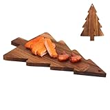 Tabla de cortar para árbol de Navidad, tabla de quesos de embutidos de madera, bandeja de servir de acacia para sushi, postre, plato de dulces, 38 x 24 cm
